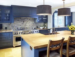 Blue-Brown Kitchen Interior