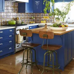 Blue-brown kitchen interior