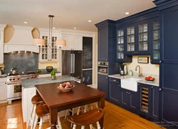 Blue-Brown Kitchen Interior