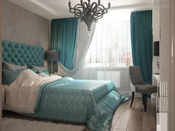 Turquoise Gray Bedroom Interior