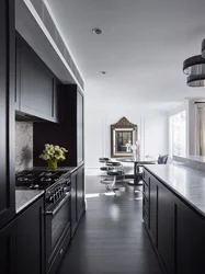 Black floors in the kitchen design photo