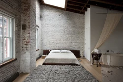 Interior design with brick wall bedroom