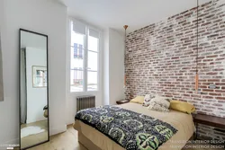 Interior design with brick wall bedroom