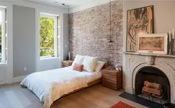 Interior design with brick wall bedroom