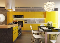 Gray-yellow color in the kitchen interior
