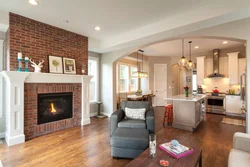 Fireplaces in the living room interior photo made of brick