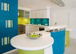 Синий и зеленый цвет в интерьере кухни