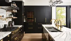 White kitchen with gold handles photo