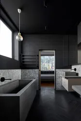 Дизайн ванной в черно серых тонах