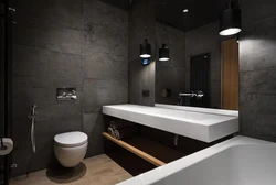 Дизайн ванной в черно серых тонах