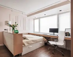 Дизайн маленькой спальни с компьютерным столом