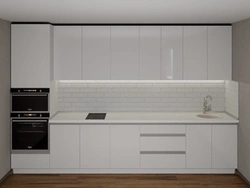 Straight kitchen design photo without handles