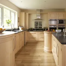 Oak color in the kitchen interior photo