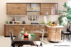 Oak color in the kitchen interior photo