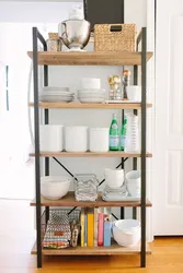 Shelf in the kitchen in the interior photo