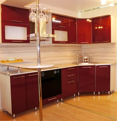 Cherry-Colored Kitchen In The Interior Photo