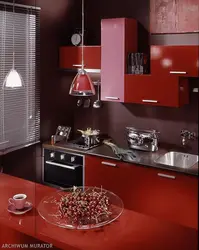 Кухня цвета вишня в интерьере фото