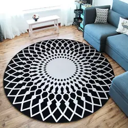 Round carpet in the living room interior