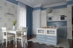 Синяя кухня прованс в интерьере фото