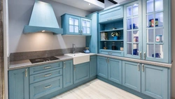 Blue Provence kitchen in the interior photo