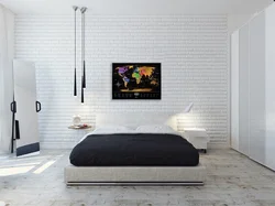 Bedroom design white brick