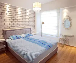 Дызайн спальні белая цэгла