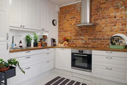 Kitchen design brick and wood