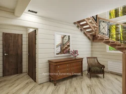 Photo of the hallway in a house made of timber