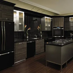 Photo kitchen refrigerator black