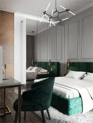 Bedroom design with emerald bed