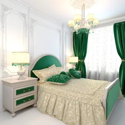 Дизайн спальни с изумрудной кроватью