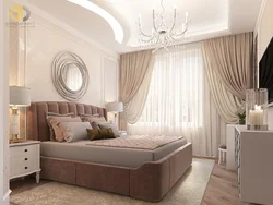 Bedroom design with beige bed photo