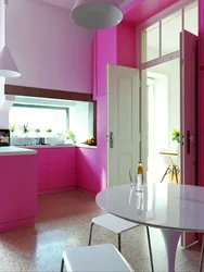 Kitchen Design With Pink Wallpaper