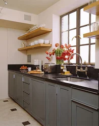 Kitchen interior with only lower cabinets photo