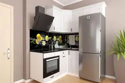 Built-in kitchen for a small corner kitchen with a refrigerator photo
