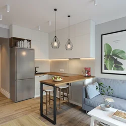 Kitchen living room in a one-room apartment design photo