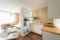 Kitchen living room in a one-room apartment design photo