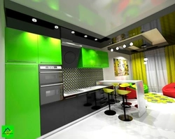 Kitchen interior black white green