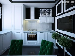 Kitchen interior black white green
