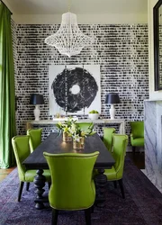 Kitchen interior black white green