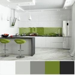 Kitchen Interior Black White Green