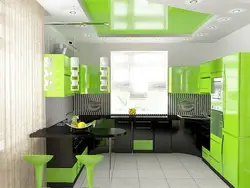 Kitchen Interior Black White Green