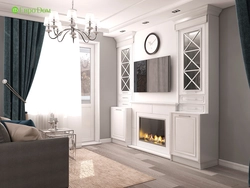 Living room with fireplace neoclassical photo