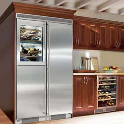 Холодильник двустворчатый в интерьере кухни