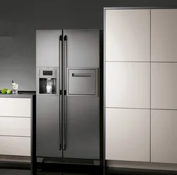 Double door refrigerator in the kitchen interior