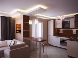 Design Of A One-Room Apartment With A Kitchen And Living Room