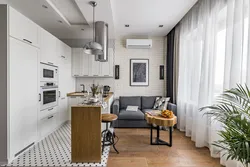 Design Of A One-Room Apartment With A Kitchen And Living Room