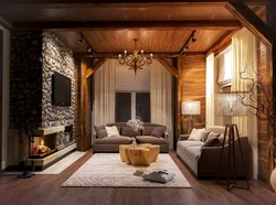 Living room design in chalet style