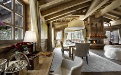 Living room design in chalet style