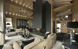Living room design in chalet style